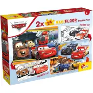Autá 2 v 1, 2x24-dielne maxi puzzle a omaľovánka – Lisciani