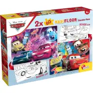 Autá 2 v 1 maxi 2x60ks puzzle a maľovanka 50x35cm - Lisciani