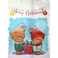 Darčeková taška s vianočnými medvedíkmi a nápisom Merry Christmas 32,5x45,5x10cm
