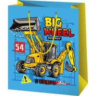Darčeková taška strednej veľkosti Big Wheel s motívom stavebných strojov 18 × 10 × 23 cm
