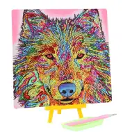 Diamantová mozaika: Sada na maľovanie diamantmi - Vlk 20x20 cm