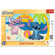 Disney Stitch plážové dobrodružstvo 15-dielikové puzzle s rámom - Trefl