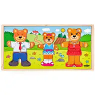 Drevené puzzle s obliekacou medveďou rodinkou - Woodyland