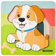 Drevené puzzle so psíkom pre bábätká, 5 ks - Woodyland