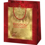 Exkluzívny darčekový sáčok s nápisom Boldog Karácsonyt, normálnej veľkosti 11x6x15cm.