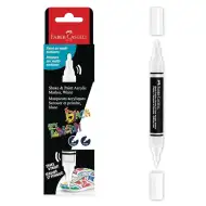 Faber-Castell: Black Edition Shake &amp; Paint obojstranný biely marker s hrotmi 3 mm a 1 mm