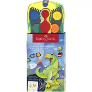 Faber-Castell: Connector 12-dielna sada akvarelových farieb s možnosťou spojenia paletiek, s motívom dinosaurov