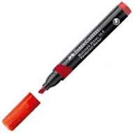 Faber-Castell: Permanentný značkovač červený alkoholový popisovač so sekaným hrotom