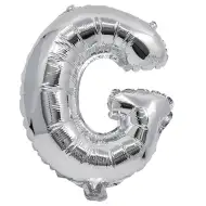 Fóliový balón v tvare písmena striebornej farby – písmeno G, 32 cm
