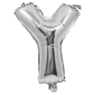 Fóliový balón v tvare písmena striebornej farby – písmeno Y 32 cm