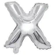 Fóliový balónik v tvare písmena X, strieborný, 32 cm