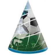 Futbalová narodeninová párty čiapka s motívom gólovej radosti, sada 6 ks.
