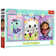 Gabi domček pre bábiky s Gabi a mačkami 3x50-dielne puzzle - Trefl