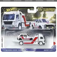 Hot Wheels: Aero Lift Prémiový autotransportér a 73 Honda Civic Custom autíčko 1/64 - Mattel