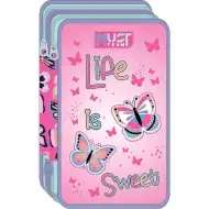 Luna: Life is Sweet, 3-poschodové plnené púzdro na perá s motívom motýľa