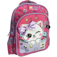 Luna: Must Team mačička s mašľou, zaoblený dvojkomorový škôlkarský ruksak 27x10x31 cm