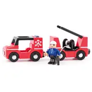 Magnetické hasičské auto s prívesom - Woodyland