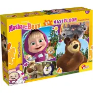 Máša a medve 2 v 1 maxi 24-dielne puzzle a omaľovánka 70x50 cm - Lisciani