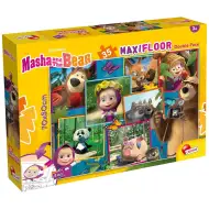 Maša a medve obrázky 2 v 1, 35-dielne maxi podlahové puzzle a omaľovánka 70x50 cm - Lisciani