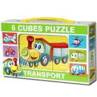 Mini rozprávkové kocky s veselými vozidlami 6ks - D-Toys