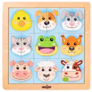 Montessori drevené puzzle so zvieracími hlavami - Woodyland