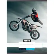 Nebulo: Zošit s linajkami, veľkosť A4, motocross vzor, zošívaný, 81-32