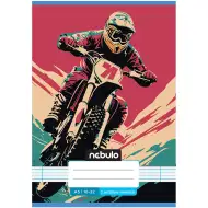 Nebulo: Zošit s motívom krosovej motorky, linajkovaný, zošit pre 2. ročník, 16-32 strán, formát A5, zošit so sponkovou väzbou.
