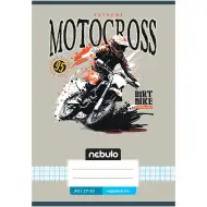 Nebulo: Zošívaný zošit s motokrosovým vzorom, kockovaný, 27-32, A5