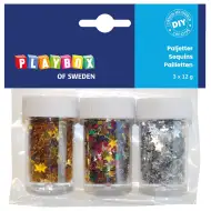 PlayBox: Dekoračné hviezdy v rôznych farbách, balenie 3x12g