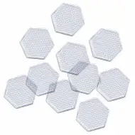 PlayBox: Základná doska so šesťuholníkovým tvarom, balenie pre 5mm MIDI žehliace korálky, 7,5 cm, sada 10 ks.