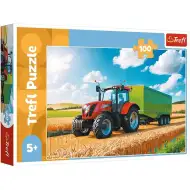Poľnohospodárske stroje: Traktor s prívesom 100-dielne puzzle - Trefl
