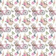 Ružový baliaci papier s motívom bicyklov 100 × 70 cm