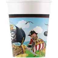 Sada 8 pirátskych papierových pohárov 200 ml