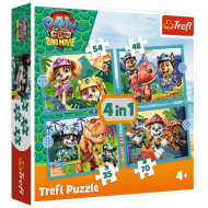 Tlapková patrola: Dobrodružstvá na ostrove dinosaurov – sada puzzle 4 v 1 - Trefl