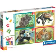 Zvieratá s mláďatami 4 v 1 12, 16, 20 a 24-dielne puzzle - Clementoni