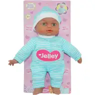 Bábika Jelley v modrých pruhovaných šatách 25cm