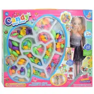 Candy PopBead: 143-dielny set na výrobu šperkov s bábikou, farebnými korálkami, prsteňmi a doplnkami