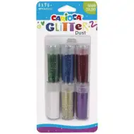 Carioca: Glitter Dust 6dielny set sľudového prášku v tégliku - Jasné farby