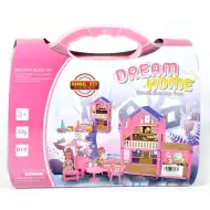 Dream Home ružový dom pre bábiky, v kufri s príslušenstvom