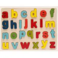 Farebné drevené puzzle - vkladačka s písmenami abecedy 26 dielny set