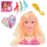 Fashion Girl: Česateľná hlava s blond vlasmi, paletou farieb a príslušenstvom 21cm
