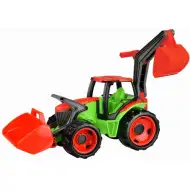 LENA: Veľký traktor s čelným nakladačom a drapákom červeno/biely 65 cm