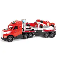 Magic Truck: Formula 1 kamión prevážajúci pretekárske autá s fluorescenčnými lampami 81cm - Wader
