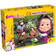 Máša a medve 2 v 1 24-dielne maxi podlahové puzzle a omaľovánka 70x50 cm - Lisciani