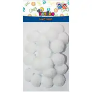 Set bielych pomponov 15mm 60ks