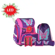 Spirit: Butterfly 3D školská taška s LED, batoh 5 dielny set