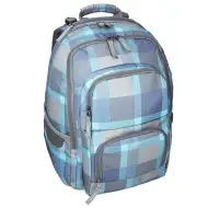 Spirit: E-Bag modrá kockovaná zaoblená školská taška, batoh 46x34x22cm