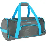 Spirit: Gym športová taška v neónovo-modrej a sivej farbe 20x51x23cm