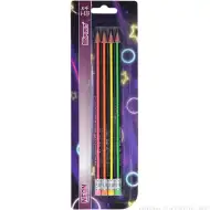 Spirit: Trojhranné neónové grafitové ceruzky HB s gumou 4 dielny set