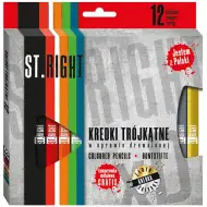 St.Right Trojhranná farebná ceruzka, 12 dielny set so strúhadlom